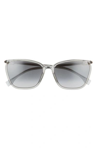 Fendi 60mm Gradient Cat Eye Sunglasses In Grey/ Grey Shaded