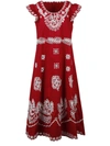 RED VALENTINO REDVALENTINO SANGALLO EMBROIDERED MIDI DRESS