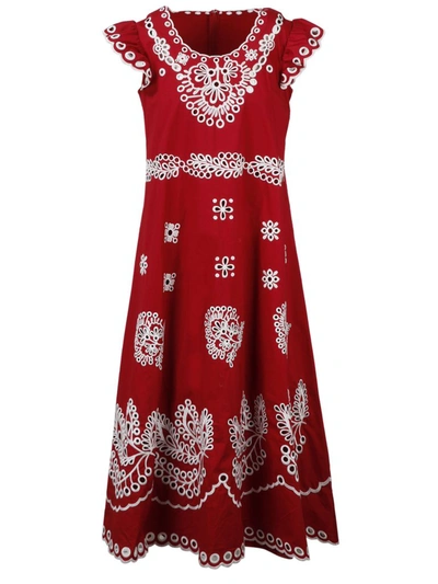 Red Valentino Redvalentino Sangallo Embroidered Midi Dress