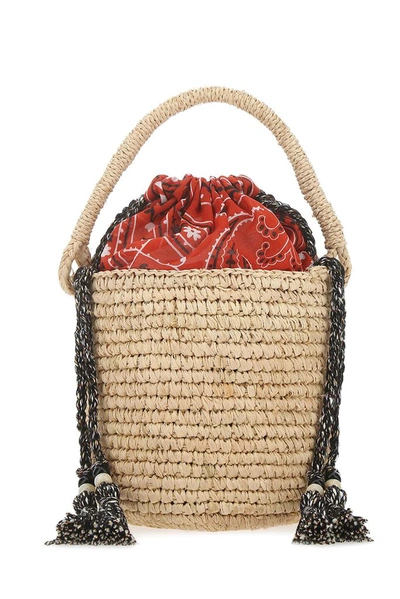 Alanui Raffia Mini Bucket Bag In Neutrals