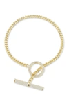 Glaze Jewelry 14k Gold Plated Sterling Silver Cz Toggle Bracelet In Yellow Gold