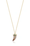 Glaze Jewelry 14k Gold Plated Sterling Silver Cz Accent Horn Pendant Necklace In Gold