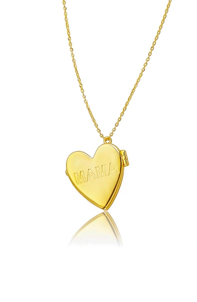 ADORNIA 14K GOLD PLATED MAMA ENGRAVED HEART LOCKET PENDANT NECKLACE,791109046531