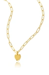 Adornia Paper Clip Chain Heart Pendant Necklace In Yellow