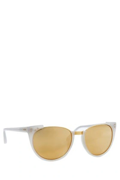 Linda Farrow Luxe 24k Yellow Gold Sunglasses In Grey