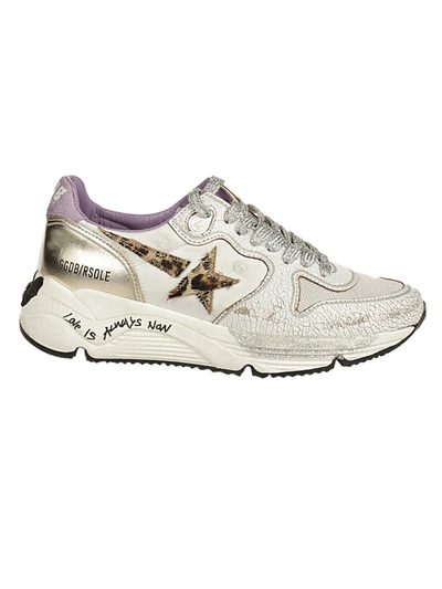 Golden Goose Running Sneakers In White Synthetic Fibers In White,purple,gold