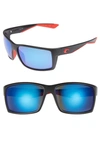 Costa Del Mar Reefton 65mm Polarized Sunglasses In Race Black/ Blue Mirror