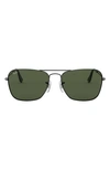 Ray Ban 58mm Rectangle Aviator Sunglasses In Gold Dkgrn