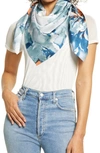 Nordstrom Print Silk Square Scarf In Teal Hazy Floral