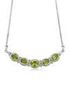 Samuel B Jewelry Sterling Silver 5-stone Peridot Necklace In Green