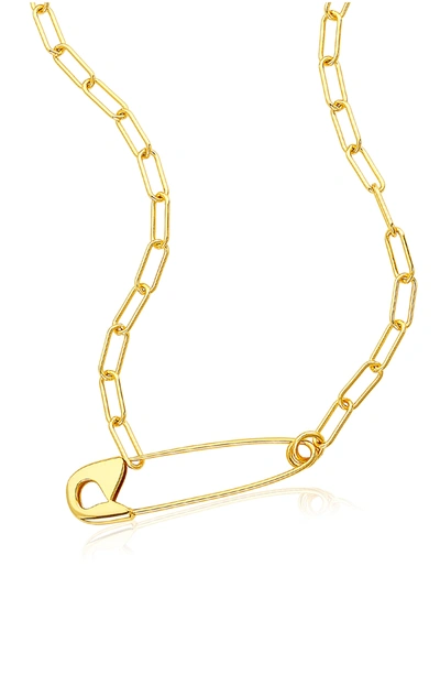 Adornia 14k Gold Plated Safety Pin Pendant Necklace In Yellow