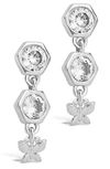 Sterling Forever Rhodium Plated Cz Honeycomb Butterfly Drop Earrings In Silver