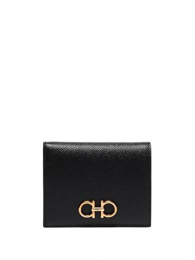 Ferragamo Quilted Gancini Credit Card Holder In Black