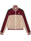 Gucci Beige And Bordeaux Jacket In Jersey With Gg Logo Print In Neutrals