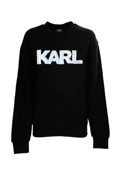 Karl Lagerfeld Logo-patch Organic-cotton Sweatshirt In Nero