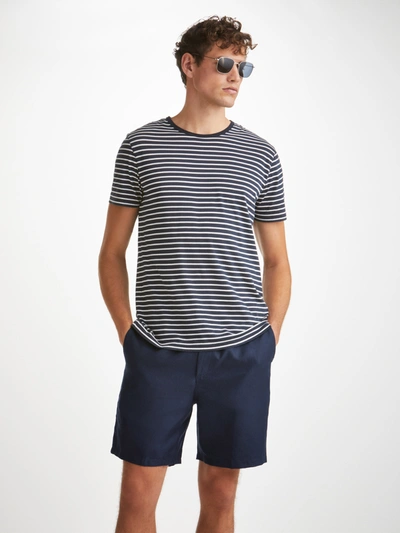 Derek Rose Sydney Drawstring-waist Linen Shorts In Navy