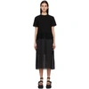 SACAI BLACK JERSEY & SATIN LACE TRIM DRESS