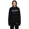 PALM ANGELS BLACK & PURPLE SPRAYED LOGO 'LONDON' HOODIE