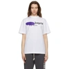 PALM ANGELS WHITE & PURPLE SPRAYED LOGO 'LONDON' T-SHIRT