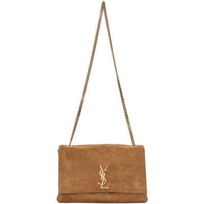 Saint Laurent Medium Kate Suede Reversible Shoulder Bag In Cinnamon