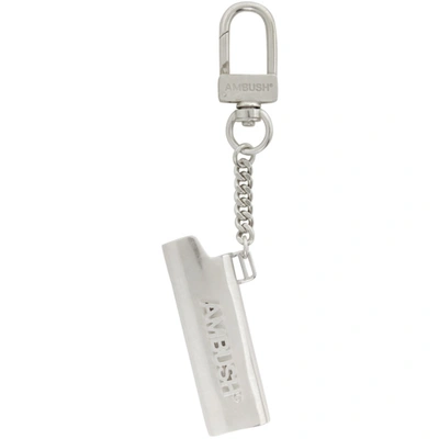 Ambush Silver Lighter Case Keychain In White