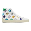 SAINT LAURENT WHITE METALLIC CALIFORNIA COURT CLASSIC SL/06 HIGH-TOP SNEAKERS