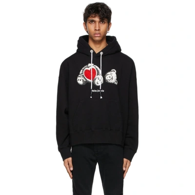 Palm Angels Black Bear In Love Hoodie