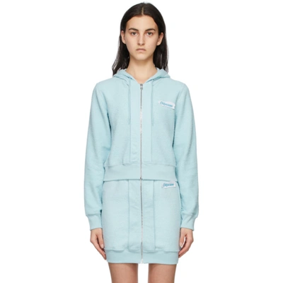 Moschino Blue Inside Out Label Zip-up Hoodie In A1306 Blue