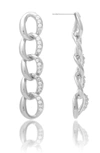 Rivka Friedman White Rhodium Clad Curb Link Cubic Zirconia Drop Earrings In White Rhodium Clad