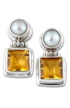Samuel B Jewelry Samuel B. Sterling Silver Citrine & Pearl Earrings In Yellow