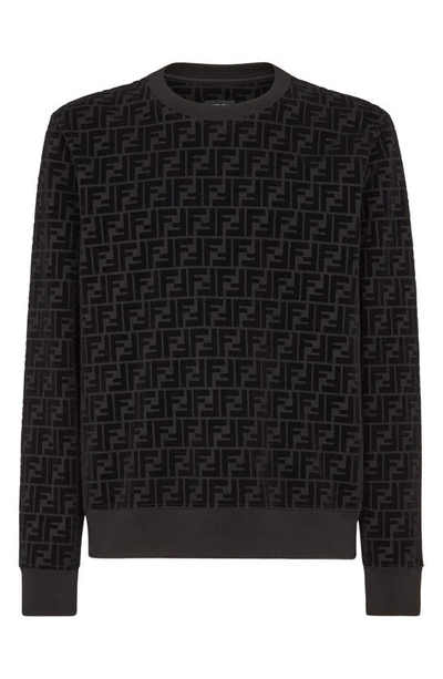 Fendi Cotton Crew-neck Sweatshirt With Logo In Black