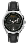 Ferragamo Men's 42mm Vega Chronograph Watch W/ Leather Strap In Black