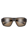 Smith Deckboss 63mm Chromapop™ Polarized Oversize Rectangle Sunglasses In Matte Black/ Gray Green