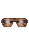 Smith Deckboss 63mm Chromapop™ Polarized Oversize Rectangle Sunglasses In Matte Tortoise/ Brown