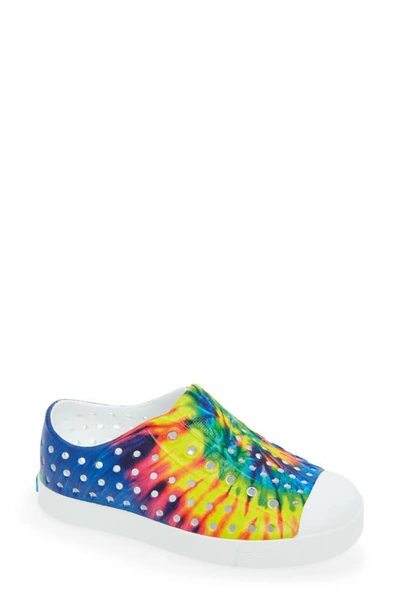 Native Shoes Babies' Jefferson Print Slip-on Sneaker In Shell White/neon Multi Tie Dye