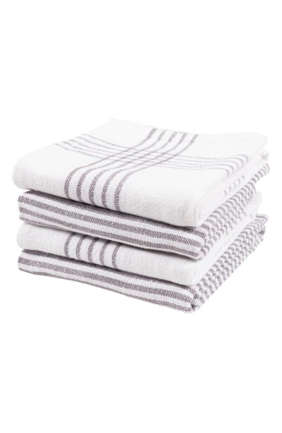 Kaf Home Set Of 4 Assorted Cotton Kitchen Towels In Gray