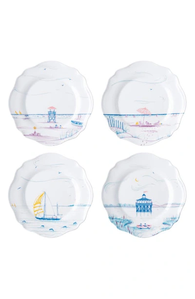 Juliska Country Estate Seaside 4-piece Melamine Dessert & Salad Plate Set In Pastel Blu