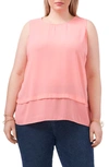 Vince Camuto Layered Sleeveless Blouse In Cool Melon