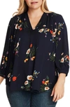 VINCE CAMUTO SURREAL FLORAL PRINT PLEATED TOP,9269178