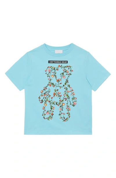 Burberry Girls' Floral Thomas Bear Tee - Little Kid, Big Kid In Light Blue