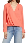 Halogenr Halogen Cross Front Blouse In Coral Glow