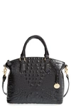 Brahmin Small Elaine Croc Embossed Leather Satchel In Black