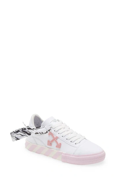 Off-white Vulcanized New Arrow Canvas Stripe Sneakers In White,pink