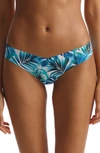 Commando Print Microfiber Thong In Green Palms