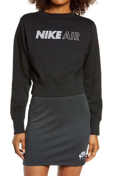 Nike Air Crew Crop Sweatshirt In Black/ White