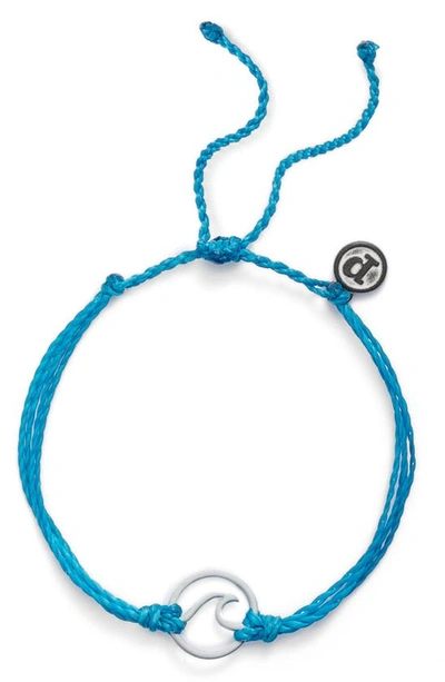 Pura Vida Wave Braided Cord Bracelet In Neon Blue