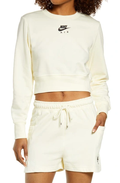 Nike Air Crew Crop Sweatshirt In Coconut Milk/ Black