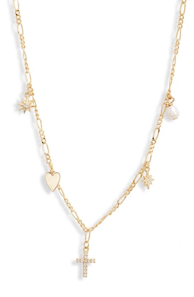 Argento Vivo Sterling Silver Pavé Cross Pendant Necklace In Gold