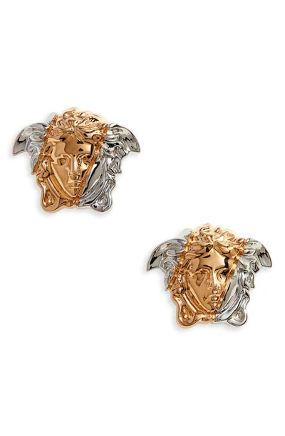 Versace Medusa Stud Earrings In Gold/ Silver