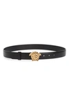 Versace Medusa Leather Belt In Black/ Gold